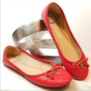 Tory Burch Chelsea ballet flats Red Gold Charm 8